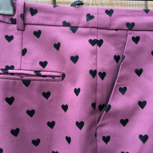 Topshop Heart Cropped Pants. Dusty Rose with black hearts. Women’s US 8 … - Picture 9 of 16